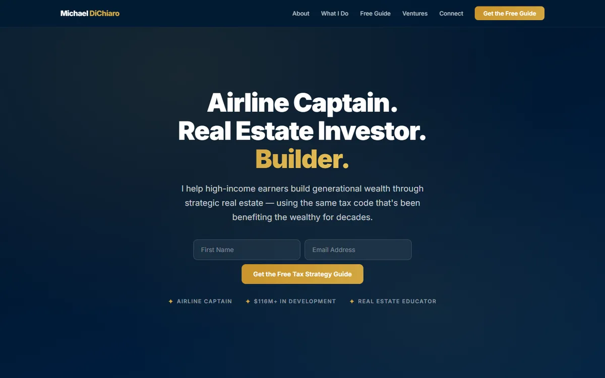 Screenshot of the michaeldichiaro.com homepage