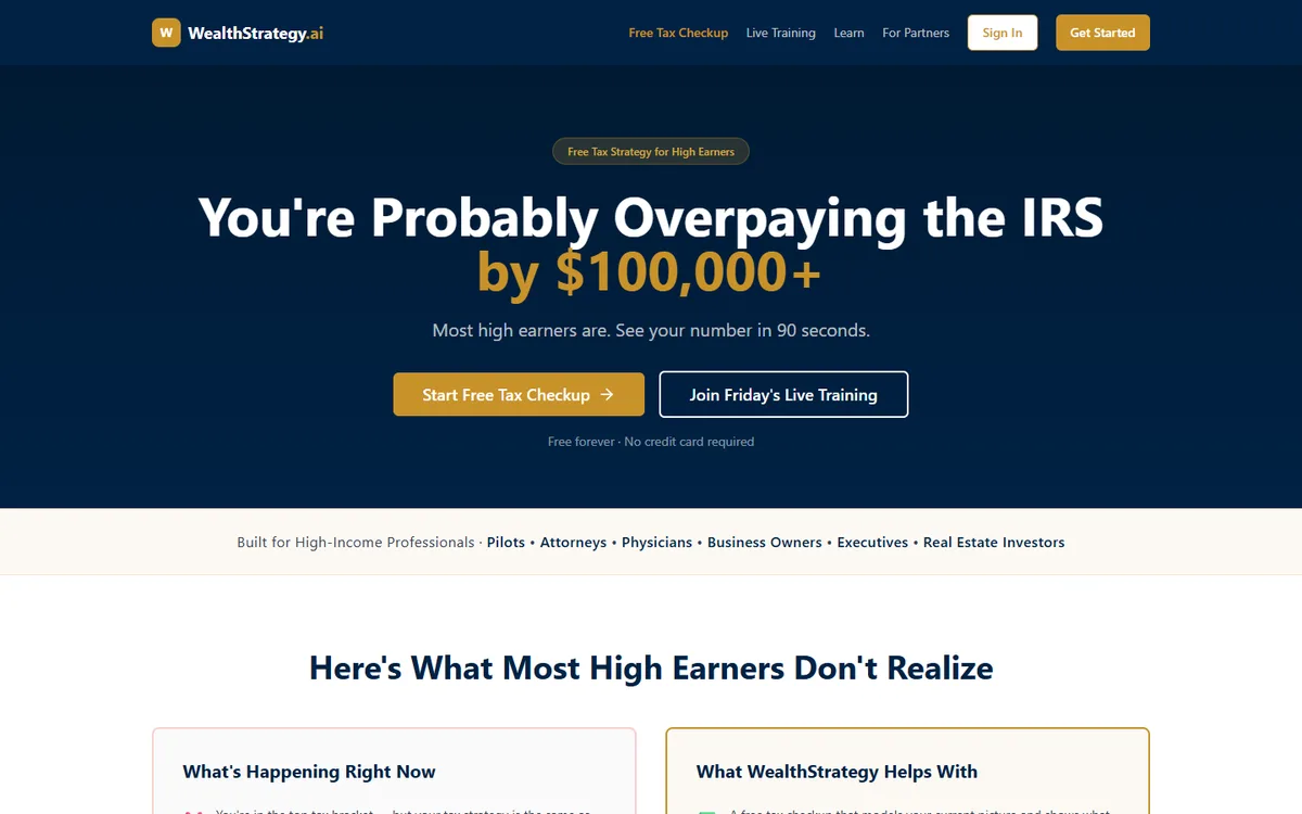 Screenshot of the wealthstrategy.ai homepage
